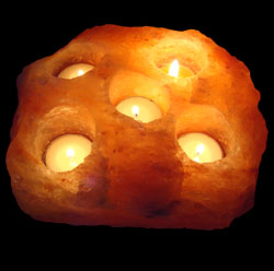 crafted boat shape salt candle holder tea lights